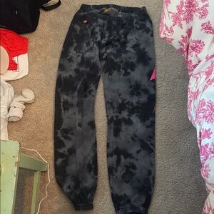 Aviator Nation Black Tie-Dye Joggers